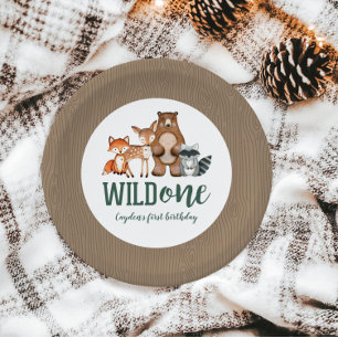 Assiettes En Carton Premier anniversaire d'animal de la forêt Sauvageo