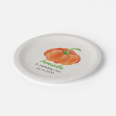 Assiettes En Carton Premier anniversaire de citrouille orange lumineux (Angle)