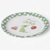 Assiettes En Carton Premier anniversaire de Cute Dinosaur (Angle)