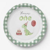 Assiettes En Carton Premier anniversaire de Cute Dinosaur (Devant)