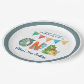 Assiettes En Carton Premier anniversaire de Dinosaur (Angle)