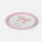 Assiettes En Carton Premier anniversaire de la Bow rose (Angle)