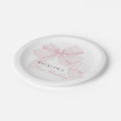 Assiettes En Carton Premier anniversaire de la Bow rose (Angle)