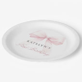 Assiettes En Carton Premier anniversaire de la Bow rose rousse (Angle)
