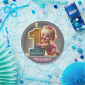 ASSIETTES EN CARTON " PREMIER ANNIVERSAIRE DE LA FILLE BÉBÉ " (Fête)