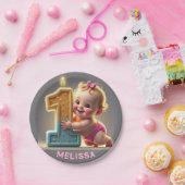 ASSIETTES EN CARTON " PREMIER ANNIVERSAIRE DE LA FILLE BÉBÉ " (Fête)