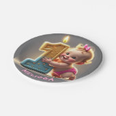 ASSIETTES EN CARTON " PREMIER ANNIVERSAIRE DE LA FILLE BÉBÉ " (Angle)