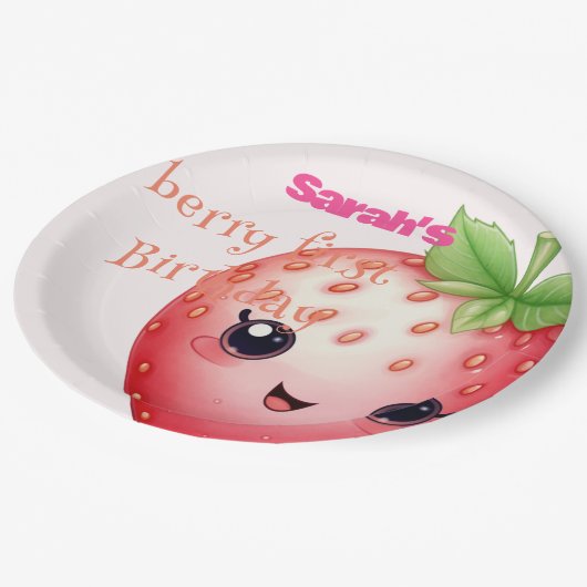 Assiettes En Carton Premier anniversaire de la mignonne Berry (Angle)