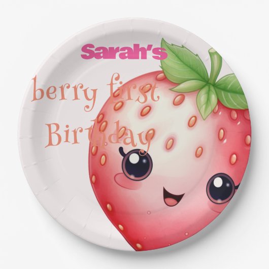 Assiettes En Carton Premier anniversaire de la mignonne Berry (Devant)