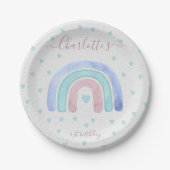 Assiettes En Carton Premier anniversaire de l'arc-en-ciel bleu violet (Devant)