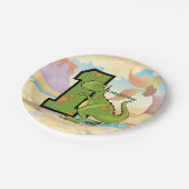 Assiettes En Carton Premier anniversaire Dinosaur fête personnalisée (Angle)