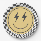 Assiettes En Carton Premier anniversaire du cool One Boy À damiers Rét (Devant)