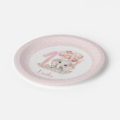 Assiettes En Carton Premier anniversaire Fille Elephant Plaques de pap (Angle)