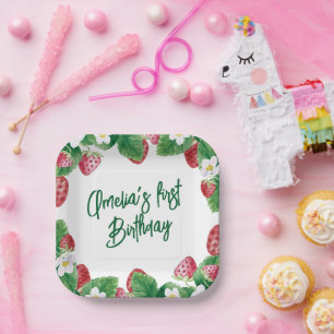 Assiettes En Carton Premier anniversaire Fraise d'été Berry Sweet