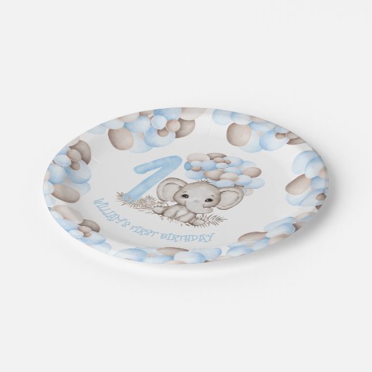 Assiettes En Carton Premier anniversaire Garçon mignon Plaques en papi (Angle)