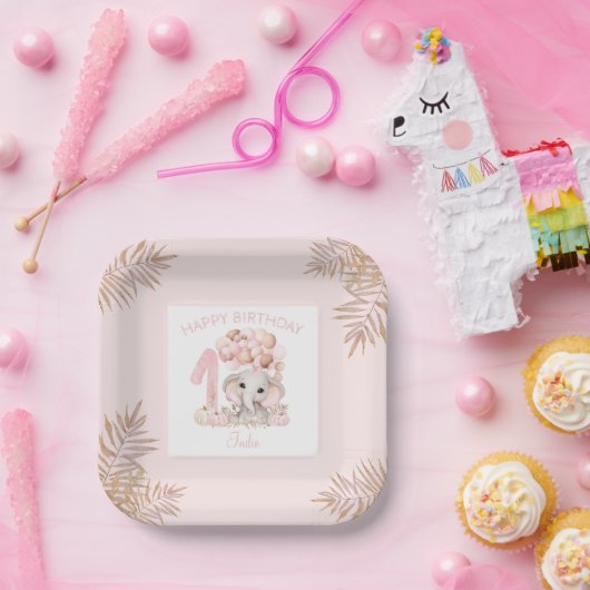 Assiettes En Carton Premier Anniversaire Joli Eléphant Automne Fille P (Fête)