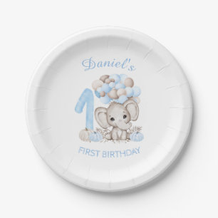 Assiettes En Carton Premier Anniversaire Joli Elephant Automne Garçon