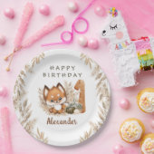 Assiettes En Carton Premier anniversaire mignon Fox automne Boy Plaque (Fête)