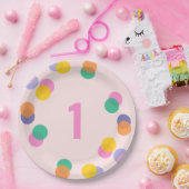 Assiettes En Carton Premier Anniversaire Pastel Pink Confetti (Fête)