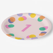 Assiettes En Carton Premier Anniversaire Pastel Pink Confetti (Angle)