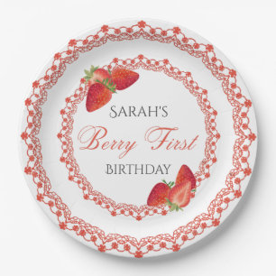 Assiettes En Carton Premier Anniversaire Red Lace Berry