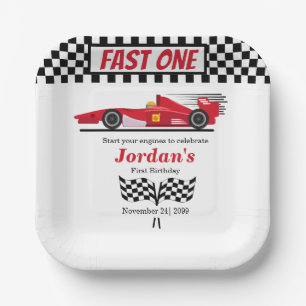 Assiettes En Carton Premier Anniversaire Red Race Car Fast One