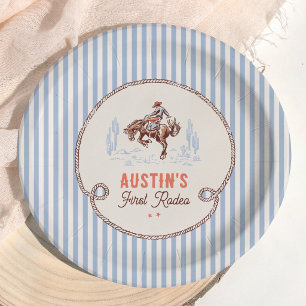 Assiettes En Carton Premier Cowboy Rodeo Anniversaire Vintage 1 an