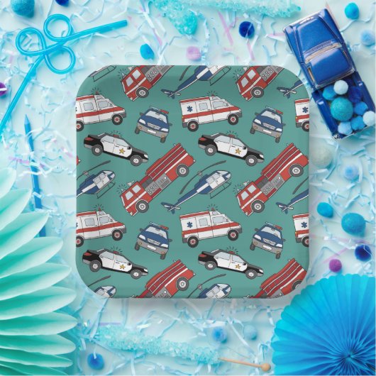 Assiettes En Carton Premier intervenant Médicale d'urgence Anniversair (Fête)