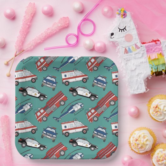 Assiettes En Carton Premier intervenant Médicale d'urgence Anniversair (Fête)