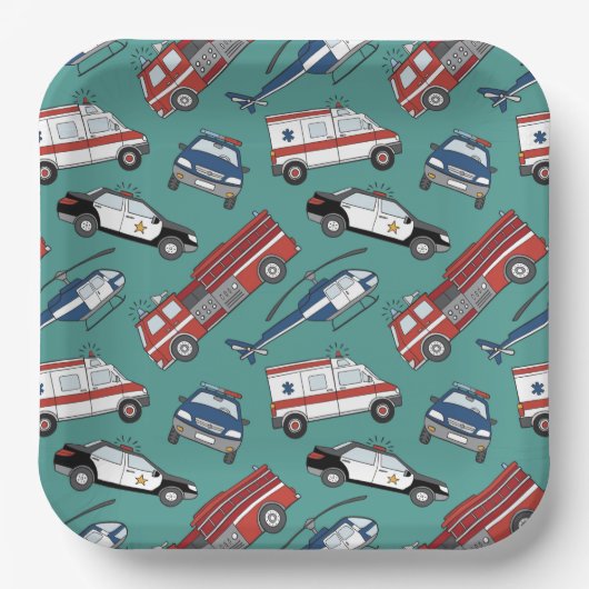 Assiettes En Carton Premier intervenant Médicale d'urgence Anniversair (Recto)