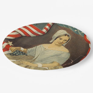 Assiettes En Carton Premier portrait vintage USA de drapeau américain