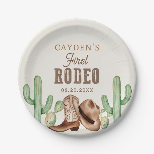 Assiettes En Carton Premier Rodéo 1er Anniversaire Western Cowboy (Devant)
