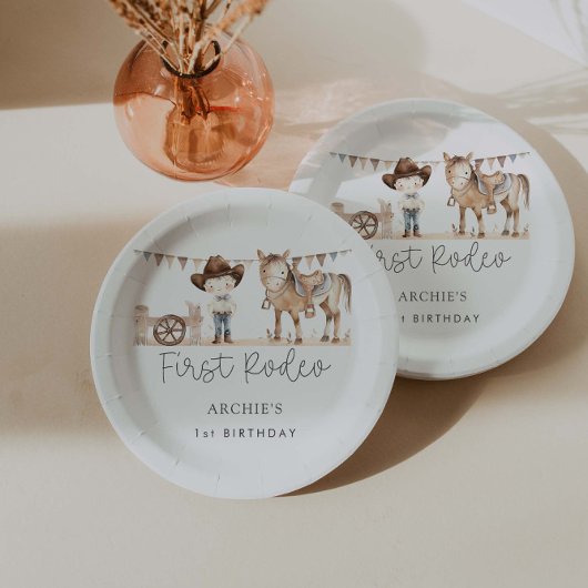 Assiettes En Carton Premier Rodeo Boy fête d'anniversaire