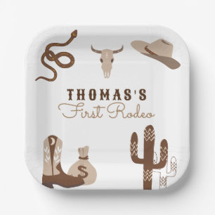 Assiettes En Carton Premier Rodeo Cowboy fête d'anniversaire
