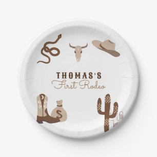 Assiettes En Carton Premier Rodeo Cowboy fête d'anniversaire
