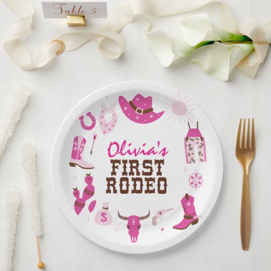 Assiettes En Carton Premier Rodéo Rose Western Cowboy 1er Anniversaire (Mariage)