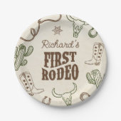 Assiettes En Carton Premier Rodeo Western Boy 1er anniversaire (Devant)