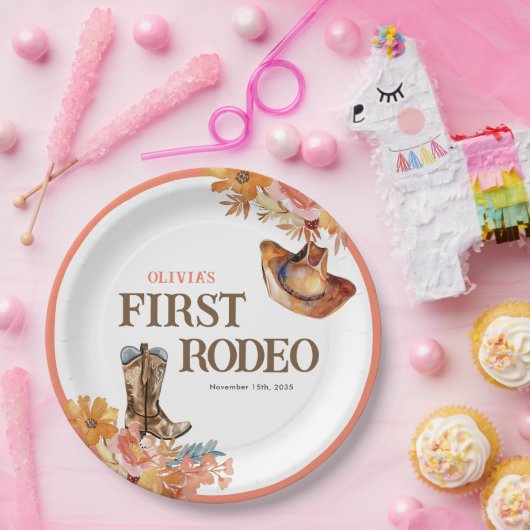 Assiettes En Carton Premier Rodéo Western Girl 1er Anniversaire (Fête)