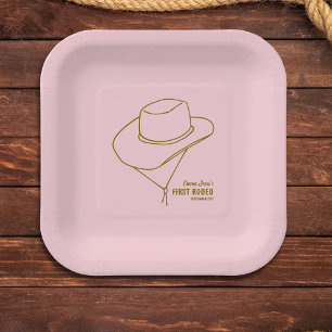 Assiettes En Carton Premier Rodéo Western Rose Cowgirl 1er Anniversair