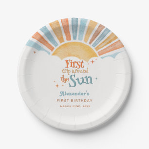 Assiettes En Carton Premier Tour Autour du Soleil Fête d'anniversaire 