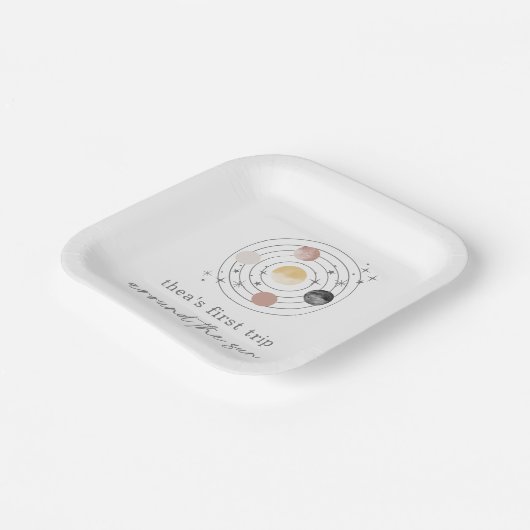 Assiettes En Carton Premier Voyage Autour De L'Espace Soleil (Angulaire)
