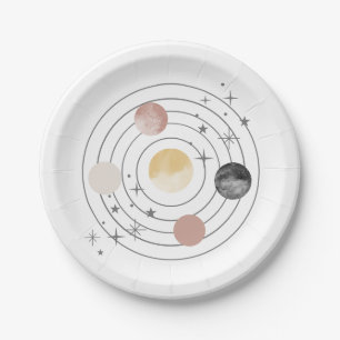 Assiettes En Carton Premier Voyage Autour De L'Espace Soleil