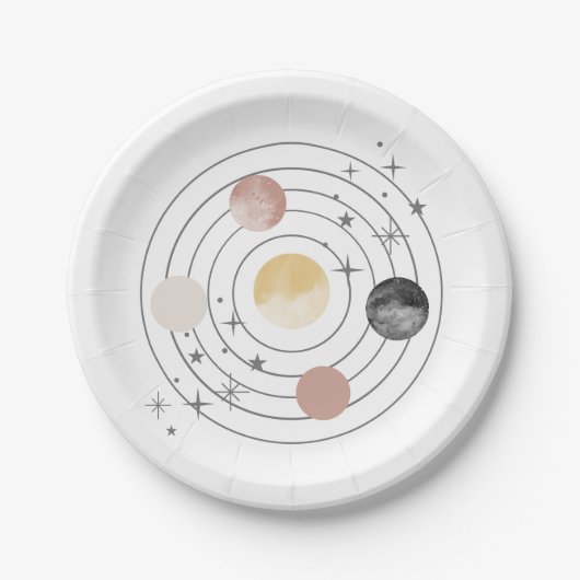 Assiettes En Carton Premier Voyage Autour De L'Espace Soleil (Devant)