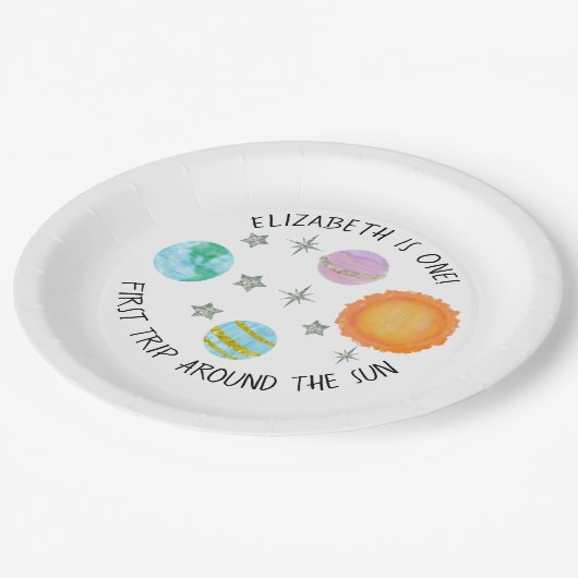 Assiettes En Carton Premier voyage autour des Plaques d'anniversaire d (Angle)