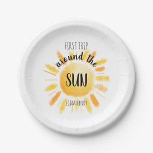 Assiettes En Carton Premier Voyage Autour Du Soleil 1Er Anniversaire