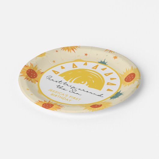 Assiettes En Carton Premier voyage autour du soleil 1er anniversaire (Angle)