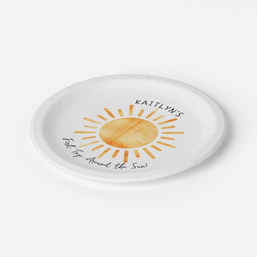 Assiettes En Carton Premier Voyage Autour Du Soleil 1Er Anniversaire (Angle)