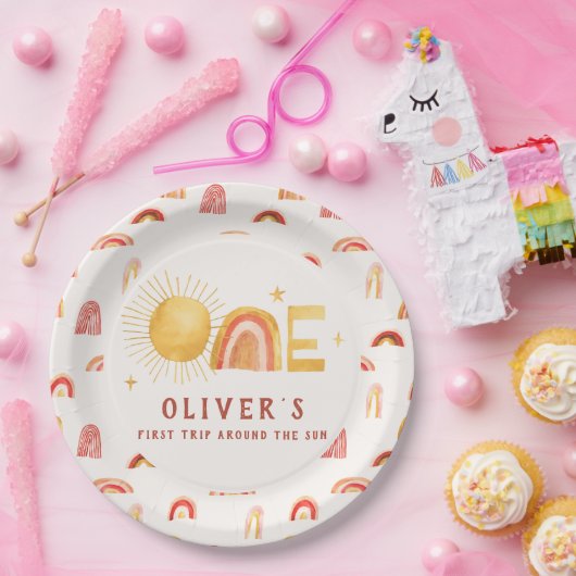 Assiettes En Carton Premier Voyage Autour Du Soleil | 1er anniversaire (Fête)