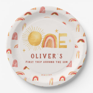 Assiettes En Carton Premier Voyage Autour Du Soleil   1er anniversaire