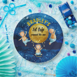 Assiettes En Carton Premier voyage autour du soleil anniversaire assie